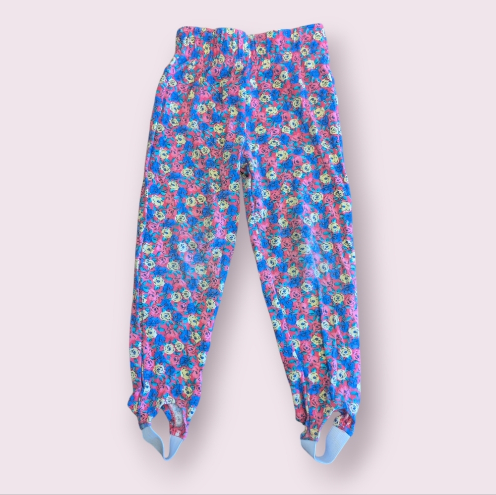 Vintage New Moves Size 5 Floral Kids Stirrup Leggings